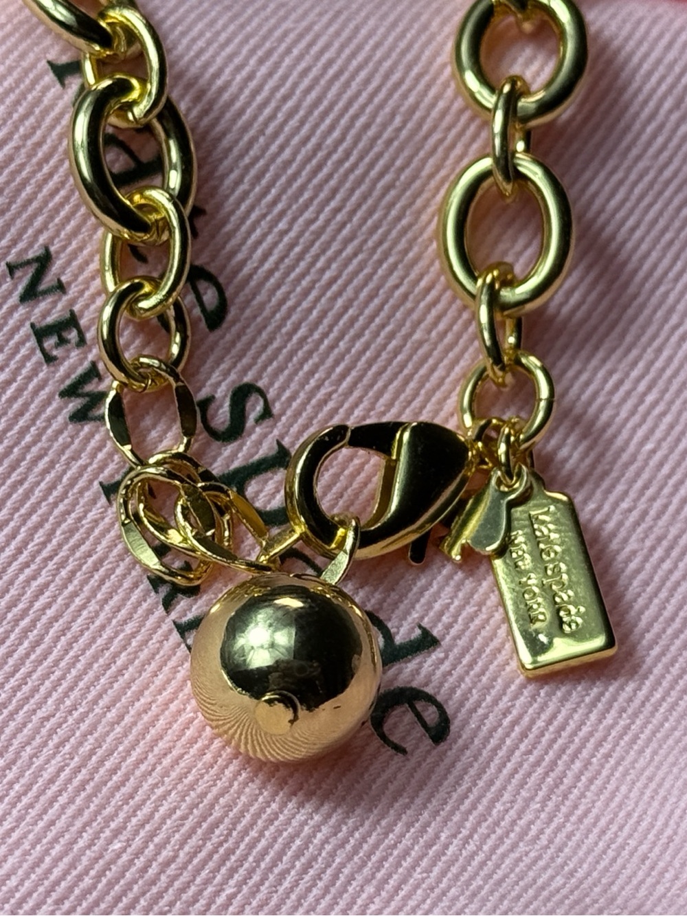 kate spade gold-tone charm bracelet with pastel pink and white charms - Picture 4 of 4
